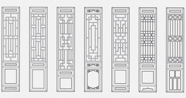 伊金霍洛常用中式仿古花窗图案隔断设计图